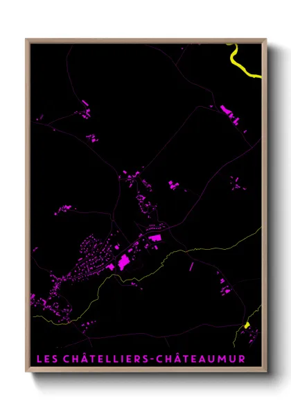 Une affiche de carte sur Les Châtelliers-Châteaumur