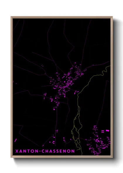 Une affiche de carte sur Xanton-Chassenon