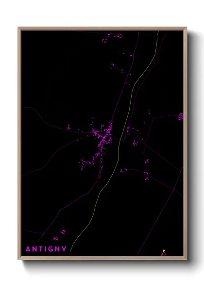 Une affiche de carte sur Antigny