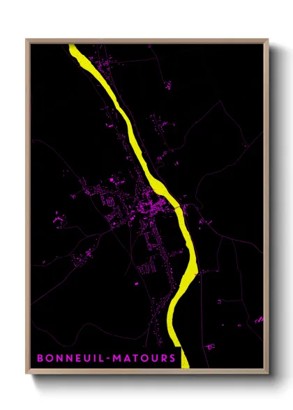 Une affiche de carte sur Bonneuil-Matours
