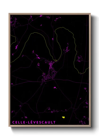 Une affiche de carte sur Celle-Lévescault