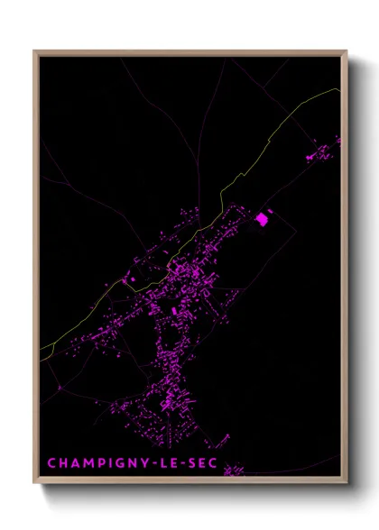Une affiche de carte sur Champigny-le-Sec