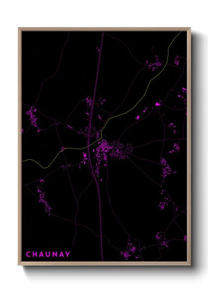 Une affiche de carte sur Chaunay