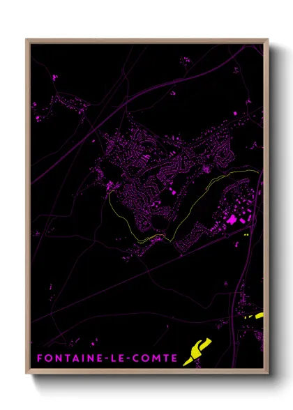 Une affiche de carte sur Fontaine-le-Comte