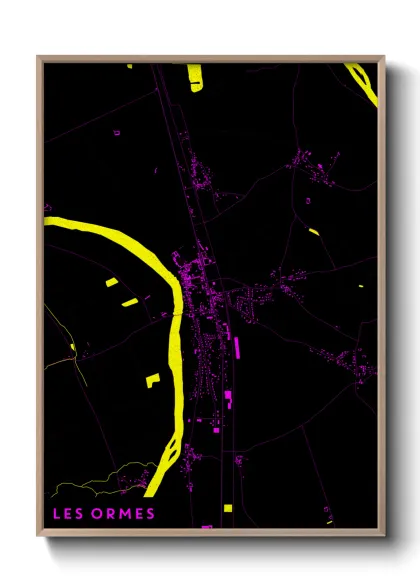 Une affiche de carte sur Les Ormes