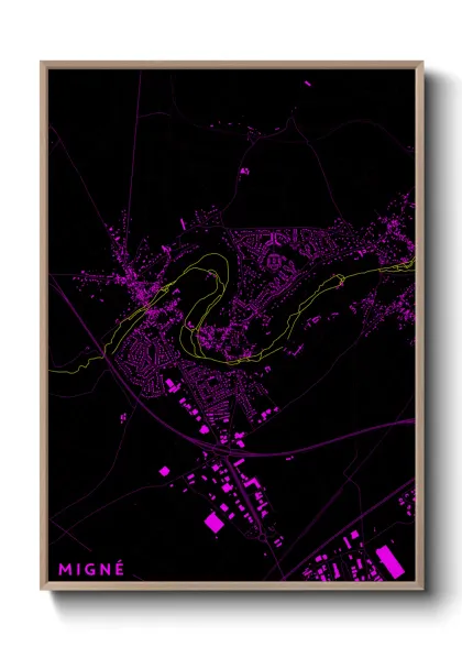 Une affiche de carte sur Migné