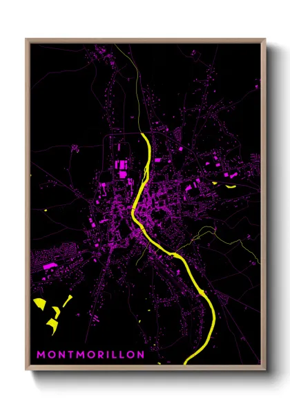 Une affiche de carte sur Montmorillon