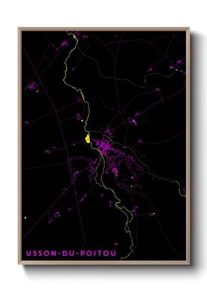 Une affiche de carte sur Usson-du-Poitou