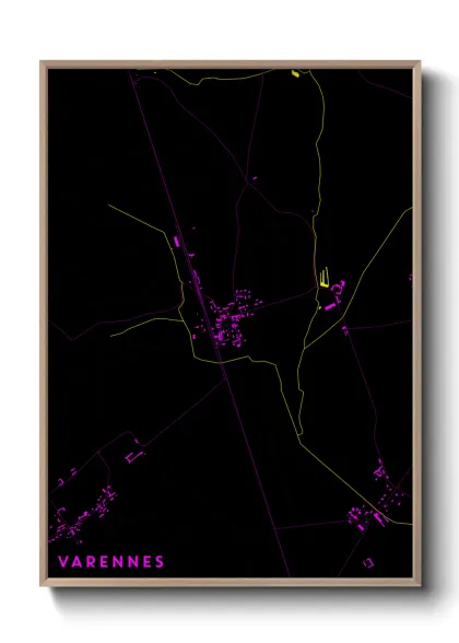 Une affiche de carte sur Varennes