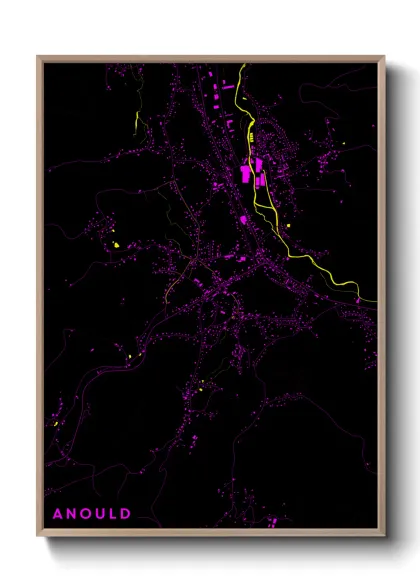 Une affiche de carte sur Anould