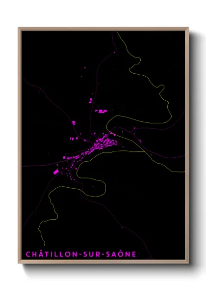 Une affiche de carte sur Châtillon-sur-Saône