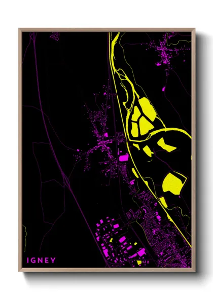Une affiche de carte sur Igney