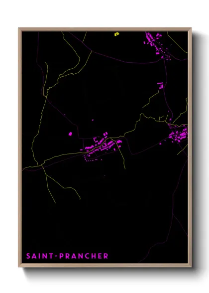 Une affiche de carte sur Saint-Prancher