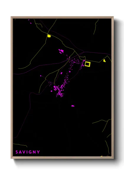 Une affiche de carte sur Savigny
