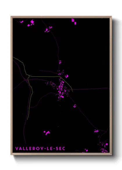 Une affiche de carte sur Valleroy-le-Sec