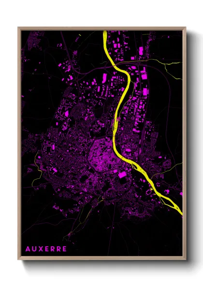 Une affiche de carte sur Auxerre