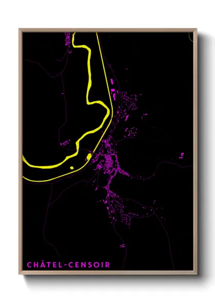 Une affiche de carte sur Châtel-Censoir