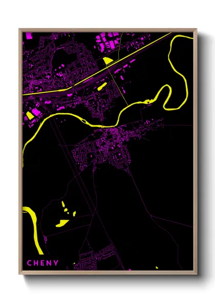 Une affiche de carte sur Cheny