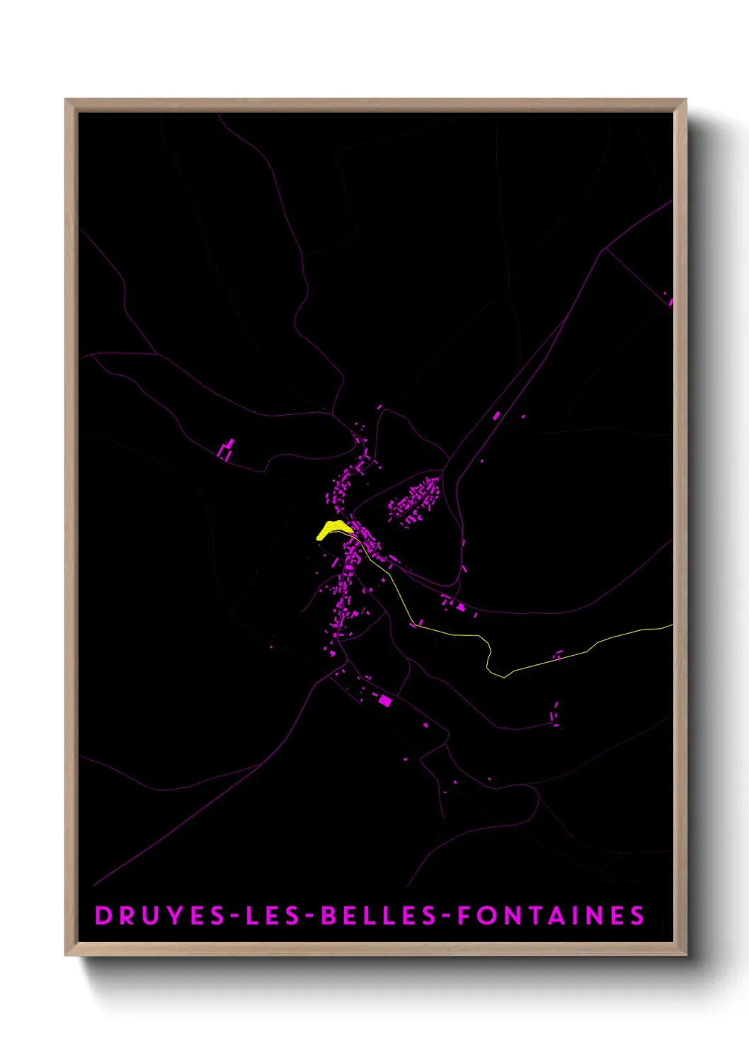 Un poster carte Druyes-les-Belles-Fontaines