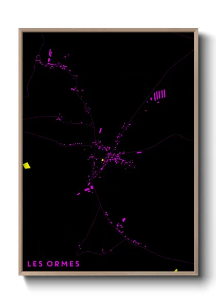 Une affiche de carte sur Les Ormes