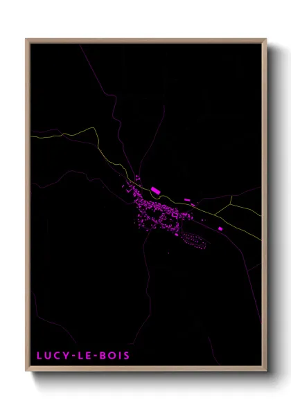 Une affiche de carte sur Lucy-le-Bois