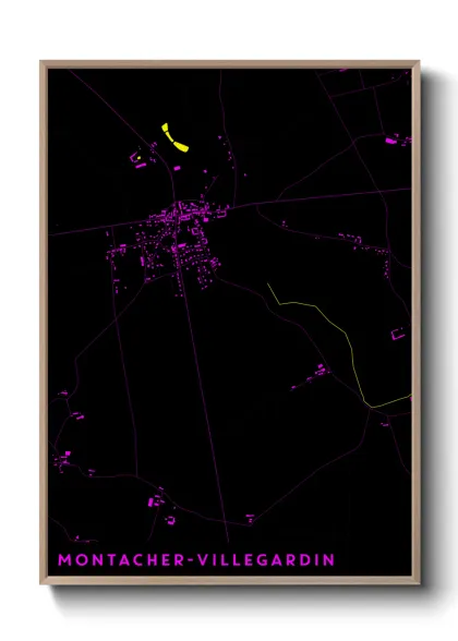 Une affiche de carte sur Montacher-Villegardin