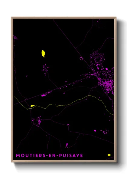 Une affiche de carte sur Moutiers-en-Puisaye