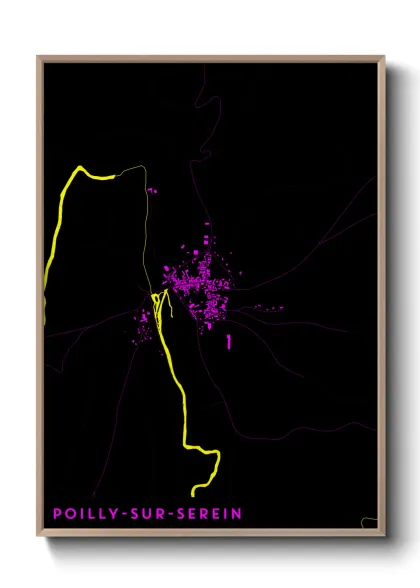 Une affiche de carte sur Poilly-sur-Serein