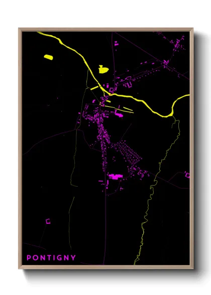 Une affiche de carte sur Pontigny