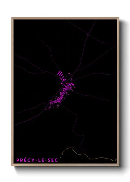 Une affiche de carte sur Précy-le-Sec