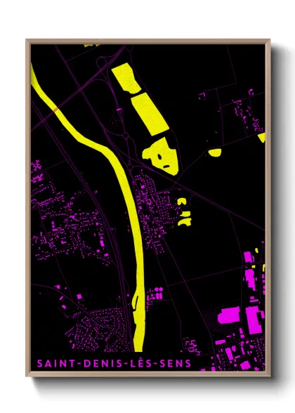 Une affiche de carte sur Saint-Denis-lès-Sens