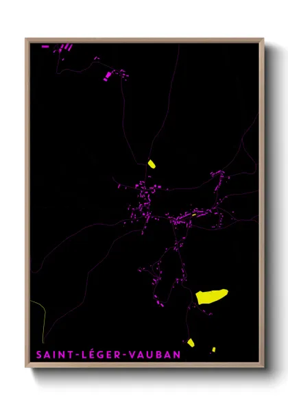 Une affiche de carte sur Saint-Léger-Vauban