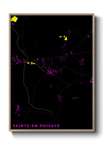 Une affiche de carte sur Saints-en-Puisaye