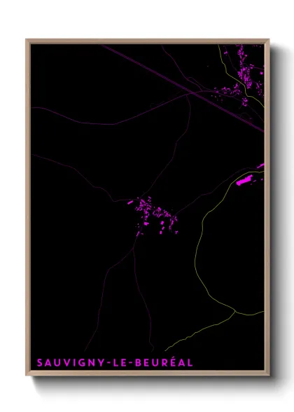 Une affiche de carte sur Sauvigny-le-Beuréal