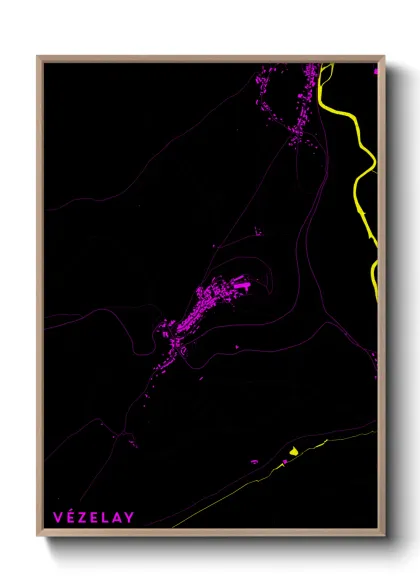 Une affiche de carte sur Vézelay