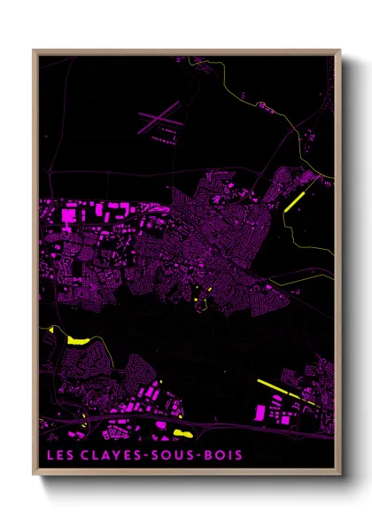 Une affiche de carte sur Les Clayes-sous-Bois