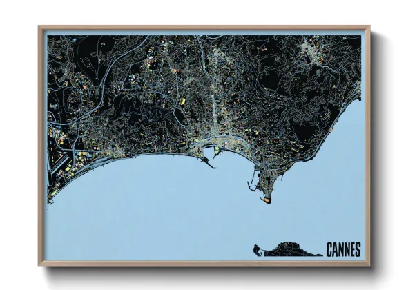 Une affiche de carte sur Cannes