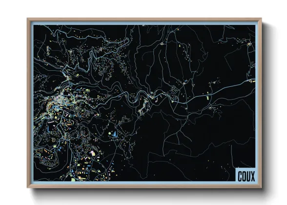Une affiche de carte sur Coux