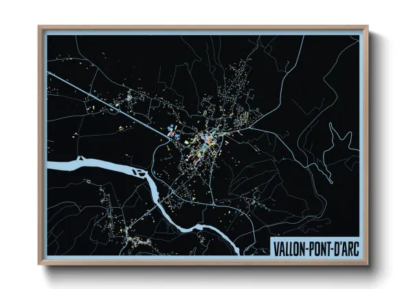 Une affiche de carte sur Vallon-Pont-d'Arc