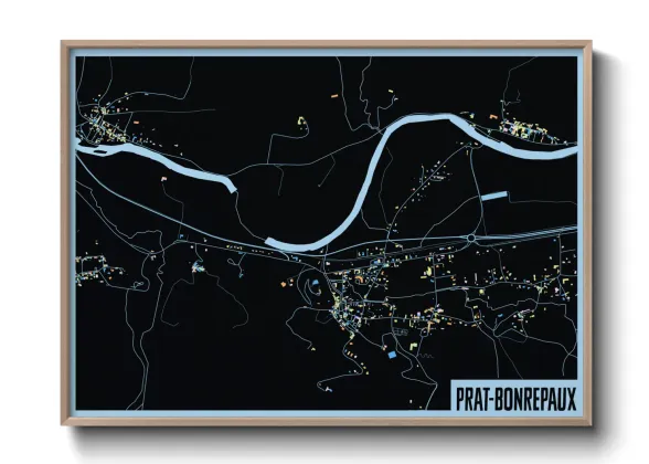 Une affiche de carte sur Prat-Bonrepaux