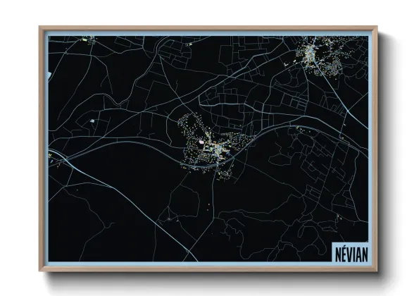 Une affiche de carte sur Névian