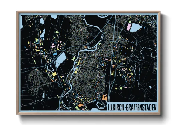 Une affiche de carte sur Illkirch-Graffenstaden