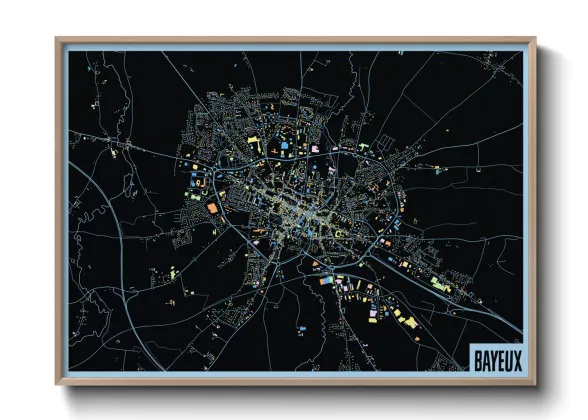 Une affiche de carte sur Bayeux