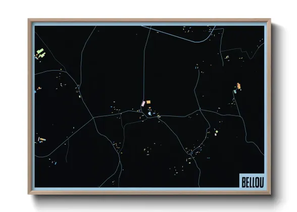 Une affiche de carte sur Bellou