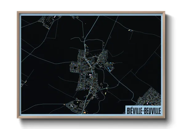 Une affiche de carte sur Biéville-Beuville