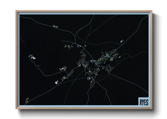 Une affiche de carte sur Ryes