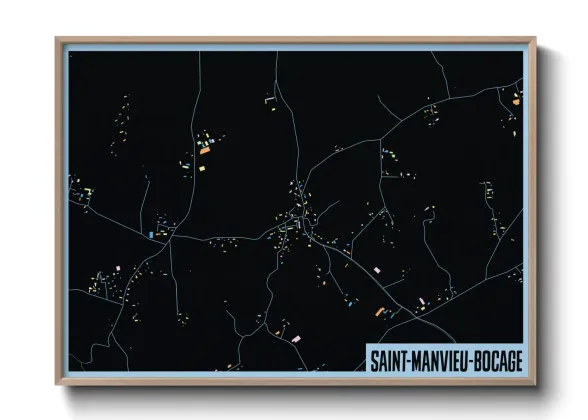 Une affiche de carte sur Saint-Manvieu-Bocage
