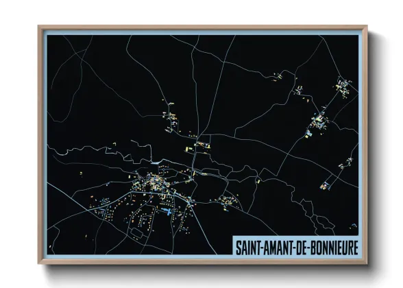Une affiche de carte sur Saint-Amant-de-Bonnieure