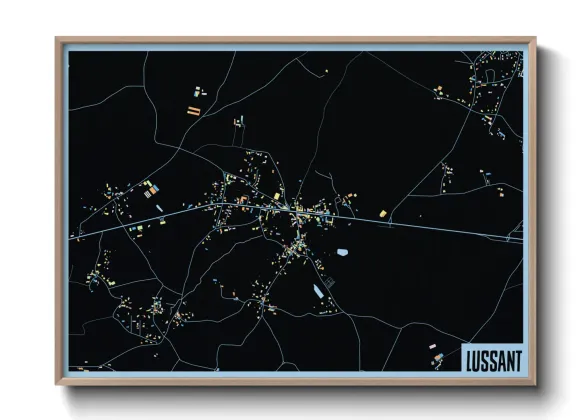 Une affiche de carte sur Lussant