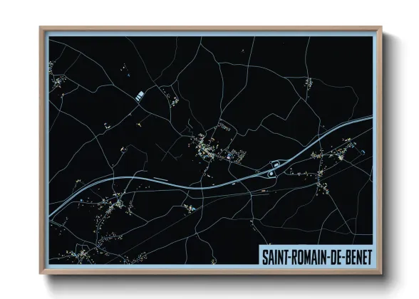 Une affiche de carte sur Saint-Romain-de-Benet
